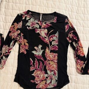 Free People floral black shirt